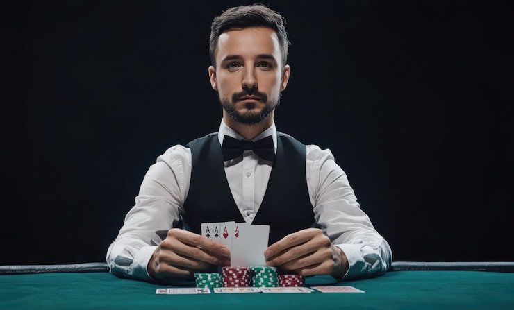 Meja live-dealer baccarat di hujan togel dengan dealer profesional dan chat pemain